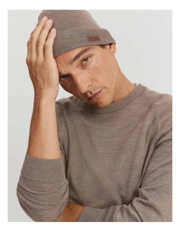Merino Slouch Beanie in Fawn