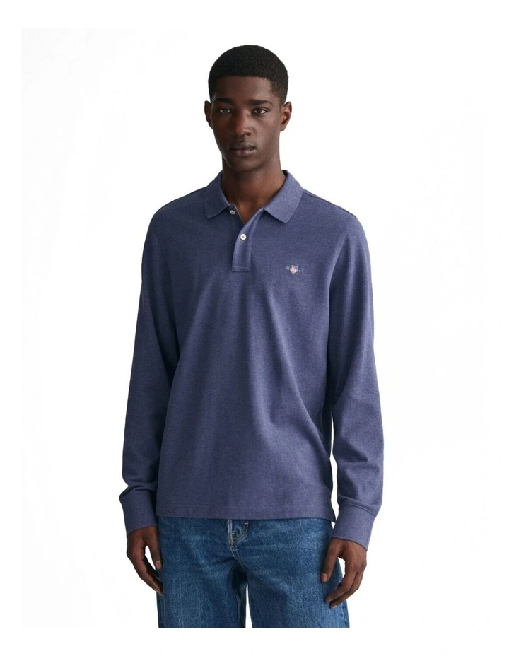 Shield Piqu Rugger in Dark Jeansblue Melange