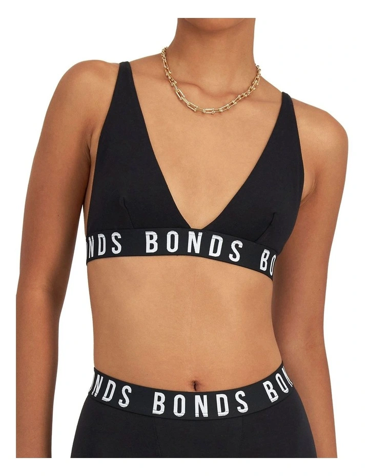 Icons Super Logo Deep V bralette Crop in Black