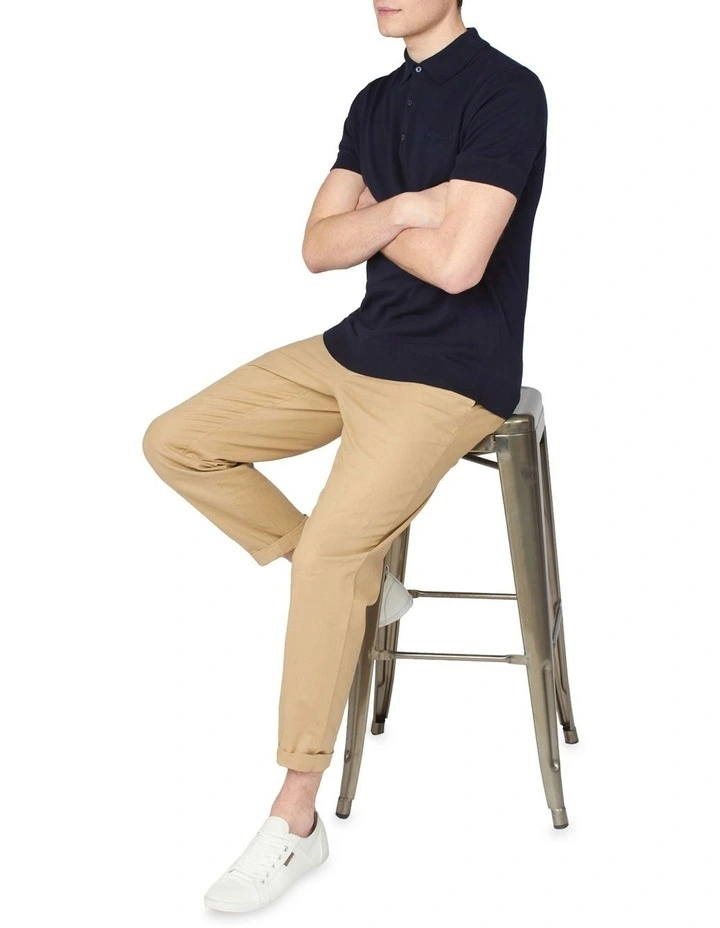 Signature Short Sleeve Knitted Polo Dark Navy