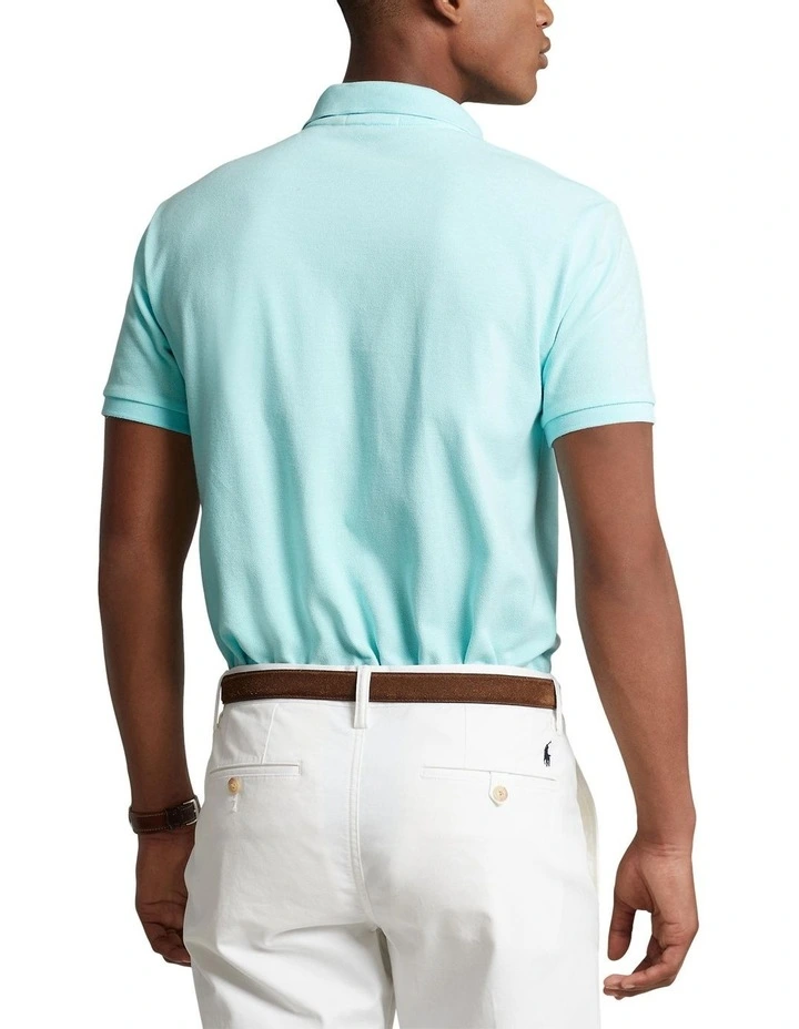Custom Slim Fit Mesh Polo Shirt in Aqua