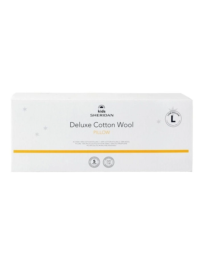 Kids Deluxe Cotton Wool Low Pillow in Snow