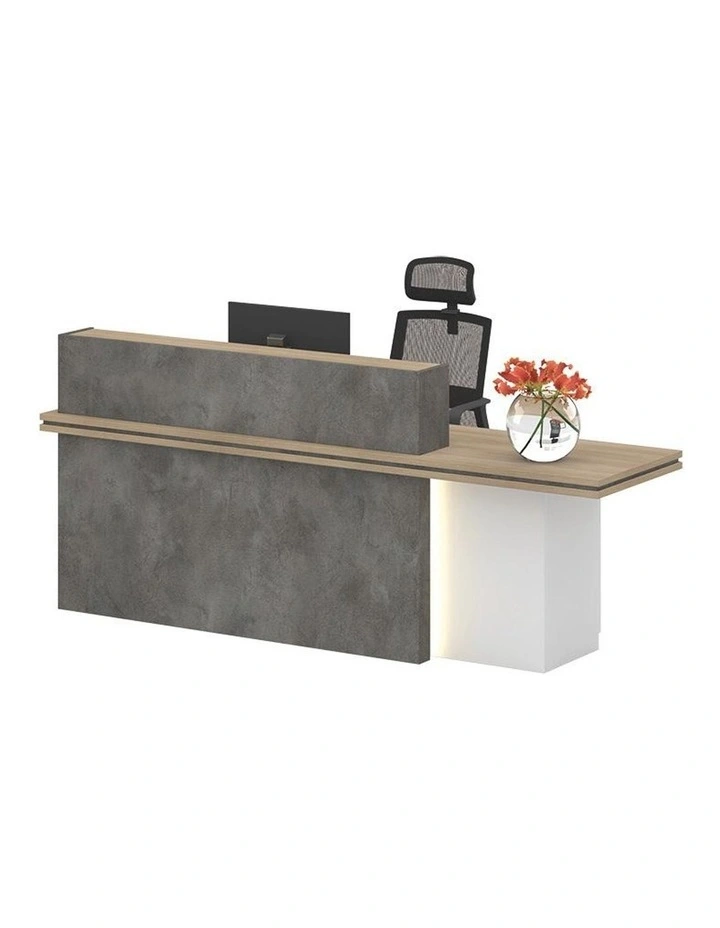 Jarin Reception Desk 2.4M Right Panel Carbon Grey & White Colour