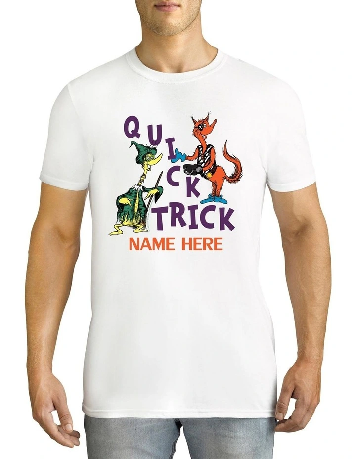Men's Dr Seuss Halloween Quick Trick Personalised Cotton T-Shirt