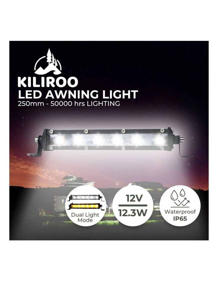 Awning Cool White Light Dual Color High Power LED 20cm in Black