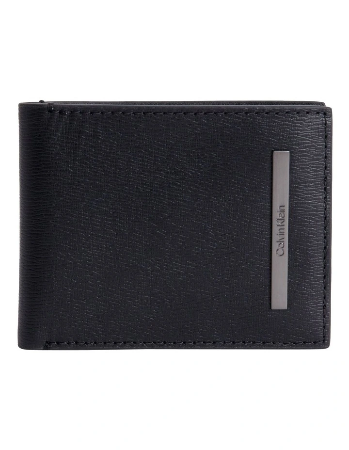 Modern Metal Bifold 6CC With Coin Wallet in Black
