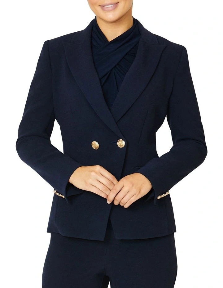 Vanessa Double-Breasted Jacket in Navy Blue