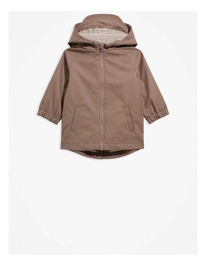 Hooded Rain Jacket in Chocolate