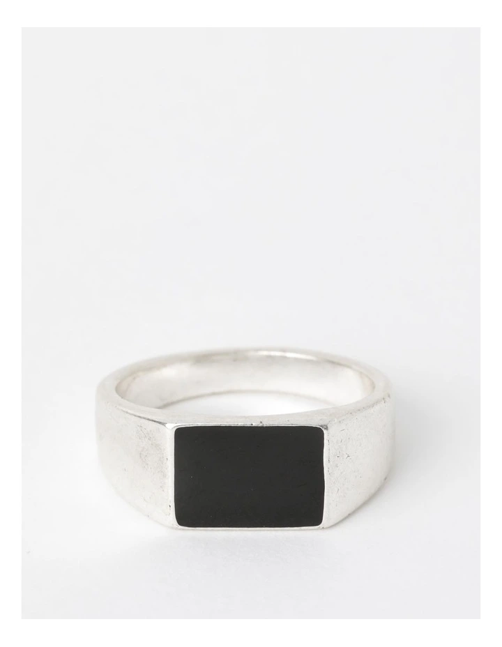 Enamel Inlay Ring in Silver