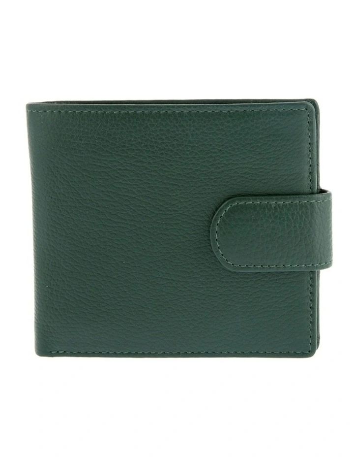 Pebble Grain Leather Billfold Wallet in Bottle