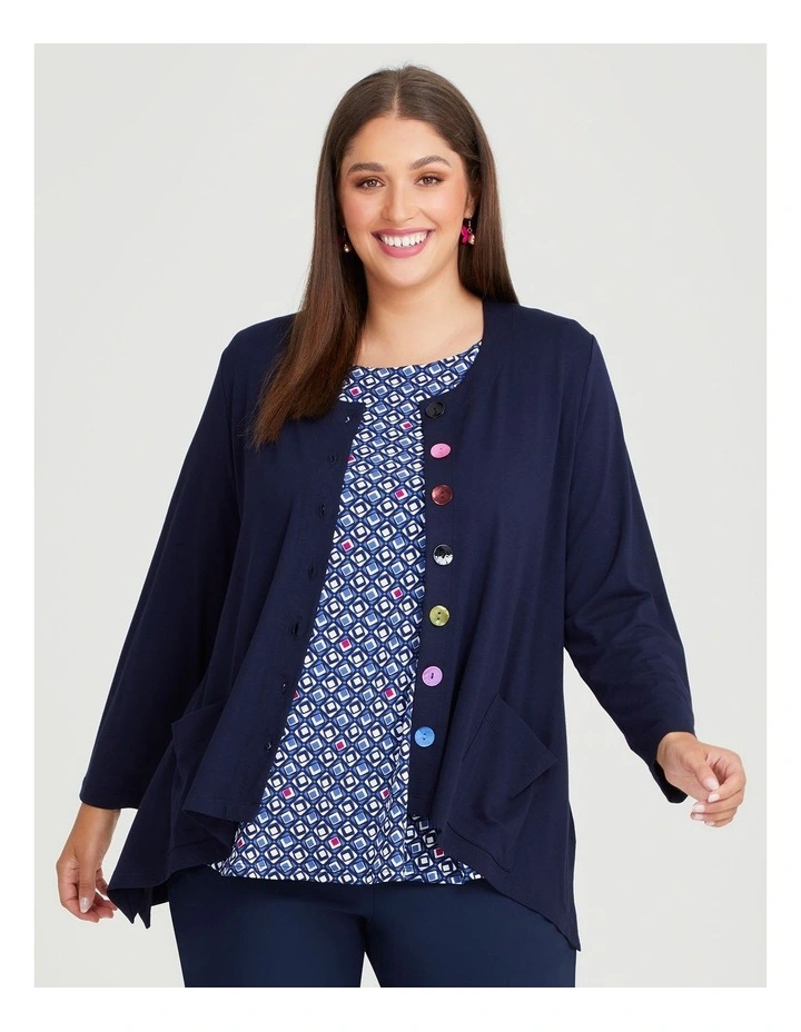 Natural Bonnie Cardigan in Dark Indigo