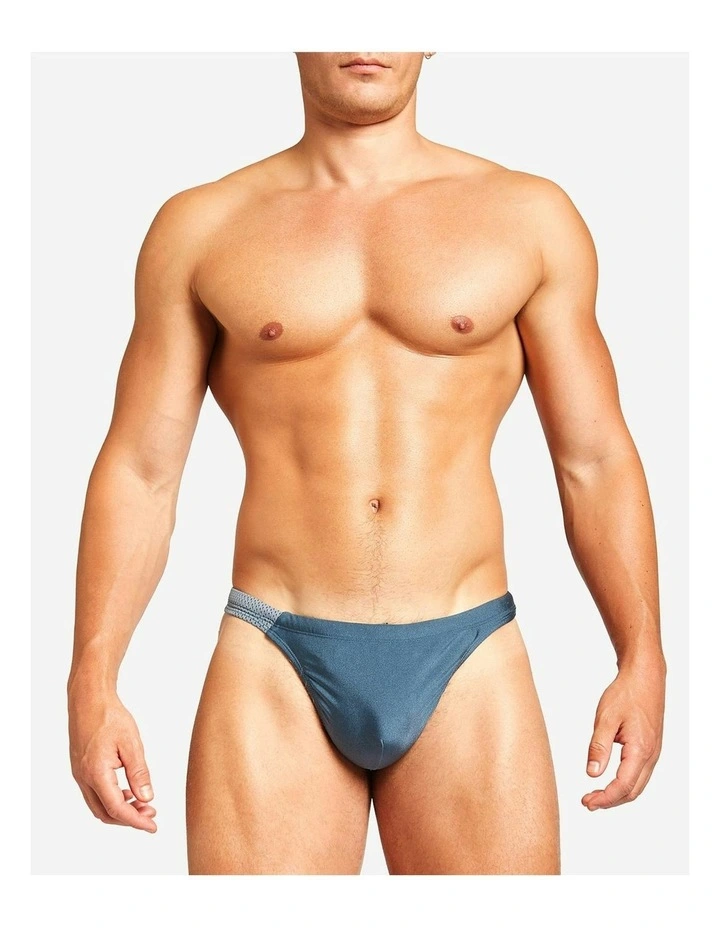 Bass Mesh Swim Thong in Steel Blue