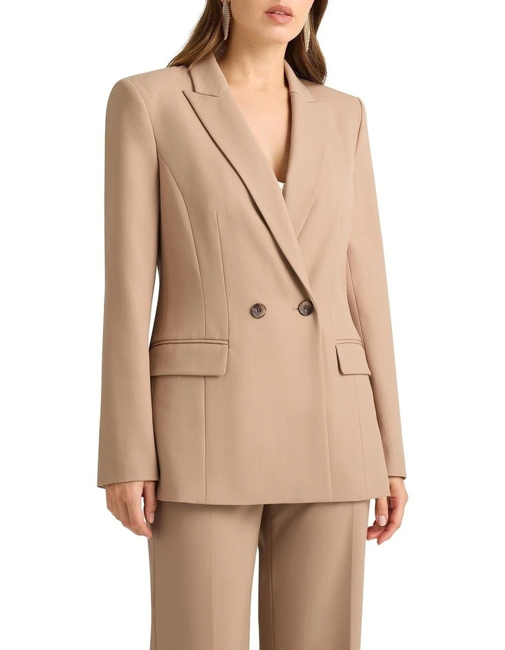 Manuela Wool Blend Blazer in Sandalwood
