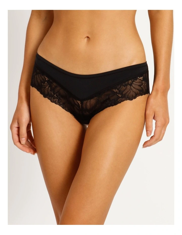 Smooth With Lace Brazilian Brief in Black