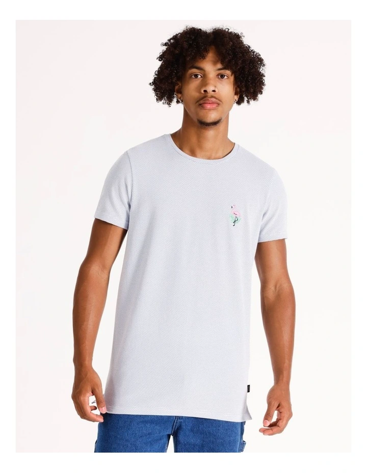Embroidered Textured Short Sleeve Tee in Blue