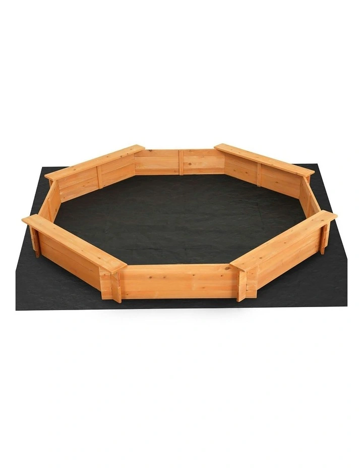 Sandpit Wooden Round Sand Pit with Cover Bench Seat Beach 182cm