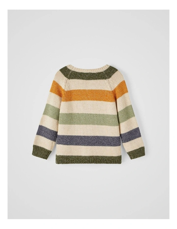 Motal Striped Knit Sweater in Peyote Melange