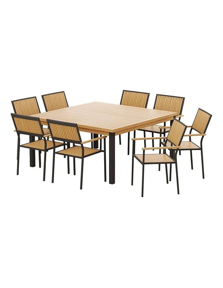 Outdoor Dining Set 9 Piece in Oak