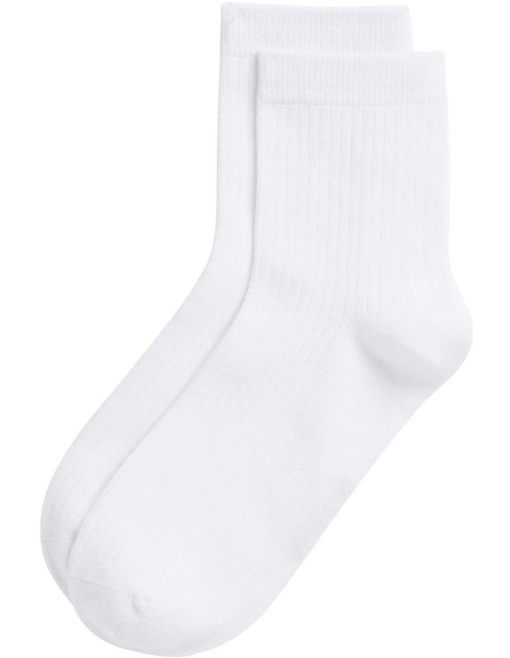 Quarter Crew Sock in White