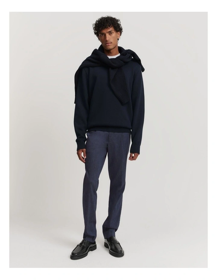 Australian Cotton Crew Knit in Navy