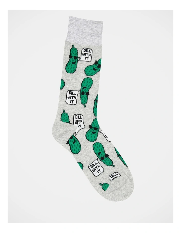 Dill With It Crew Length Socks in Grey