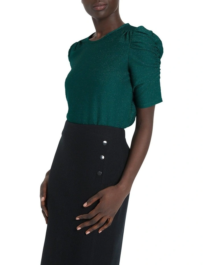 Tegan Puff Sleeve Top in Green