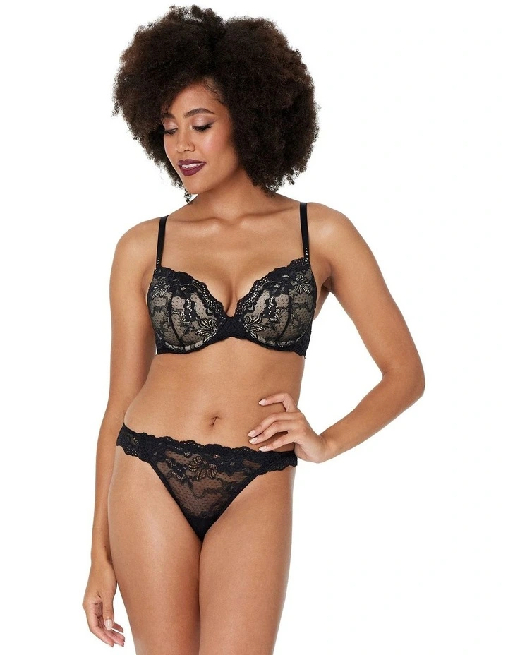 My Fit Lace Thong in Black