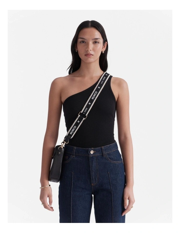 Mim 96 Webbing Bag Strap in Black/Light Gold