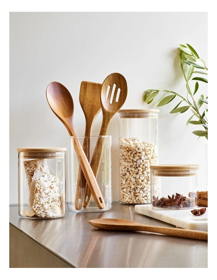Storage Canister with Lid 1L in Bamboo/Glass