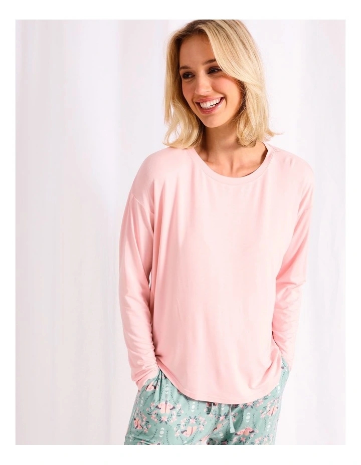 Viscose Jersey Long Sleeve Top in Pink