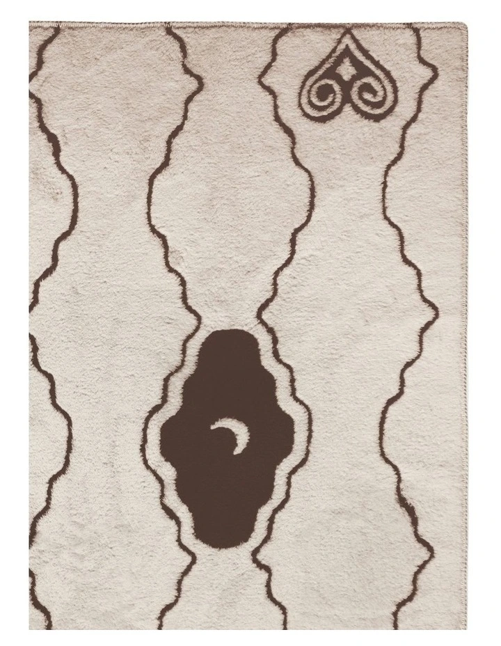 Theatre Washable Cotton Feel Area Rug in Bone