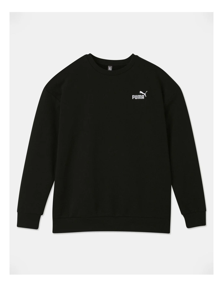 Ess Embroidery Logo Crew Sweatshirt in Puma Black