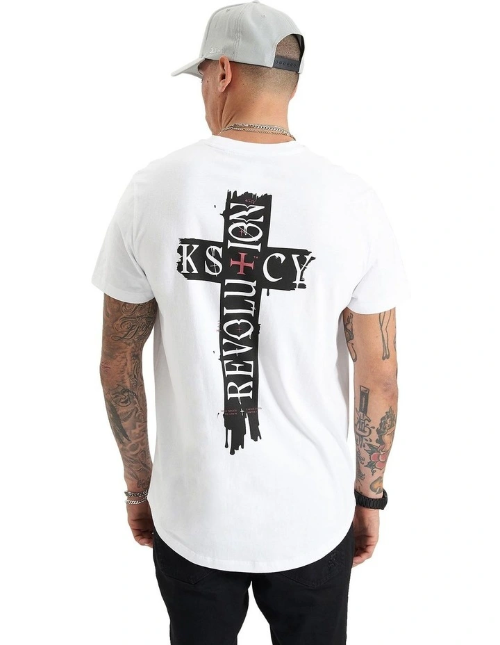 Cadden Dual Curved Tee in White