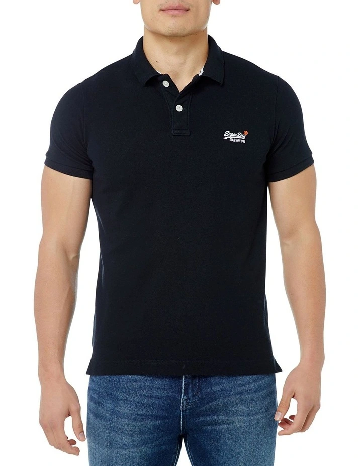 Classic Pique Short Sleeve Polo in Black