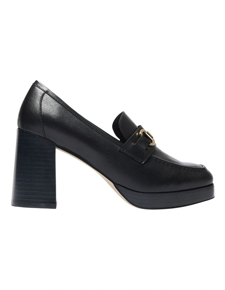 Heidi Heeled Shoes in Black Leather