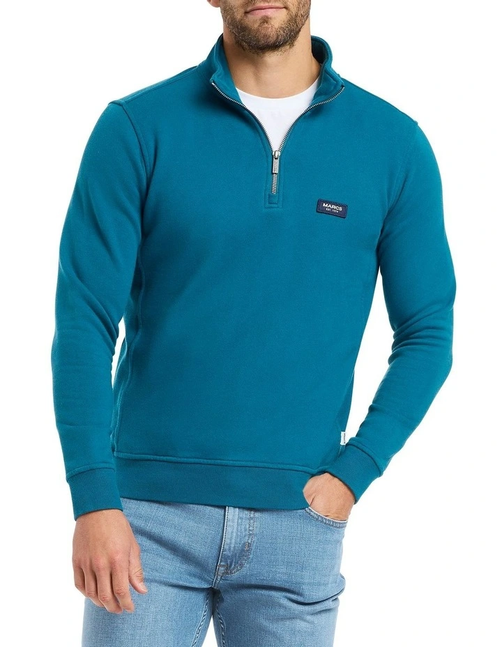 Barris 1/4 Zip Sweat in Deep Ocean
