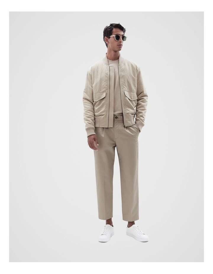 7/8 Pleat Trouser in Taupe