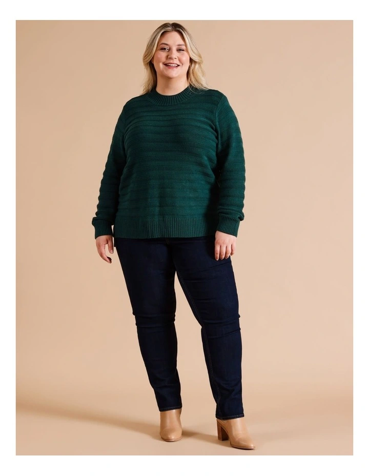 Wardrobe Staple 3/4 Sleeve Tee in Blue/Green Abstract Maze Print
