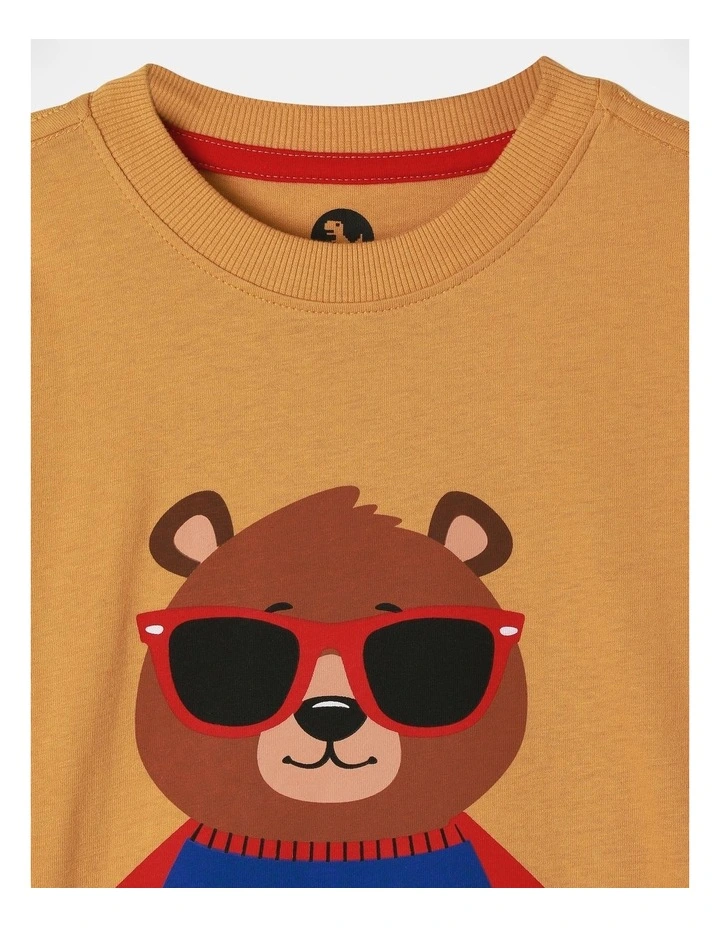 Essentials Long Sleeve Printed T-Shirt in Mustard