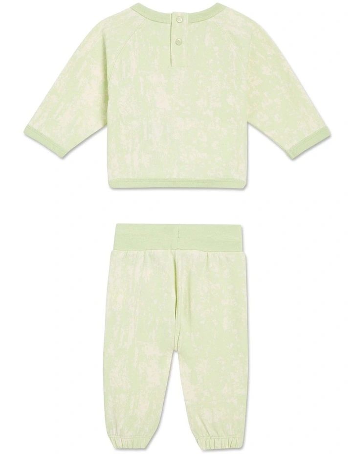 Earthy Crinkle All-Over Print Hwk Set in Exotic Mint