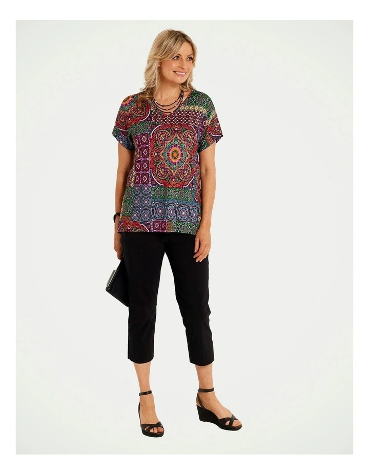 Chaucer Plain Hem Capri with Basque Pant in Black