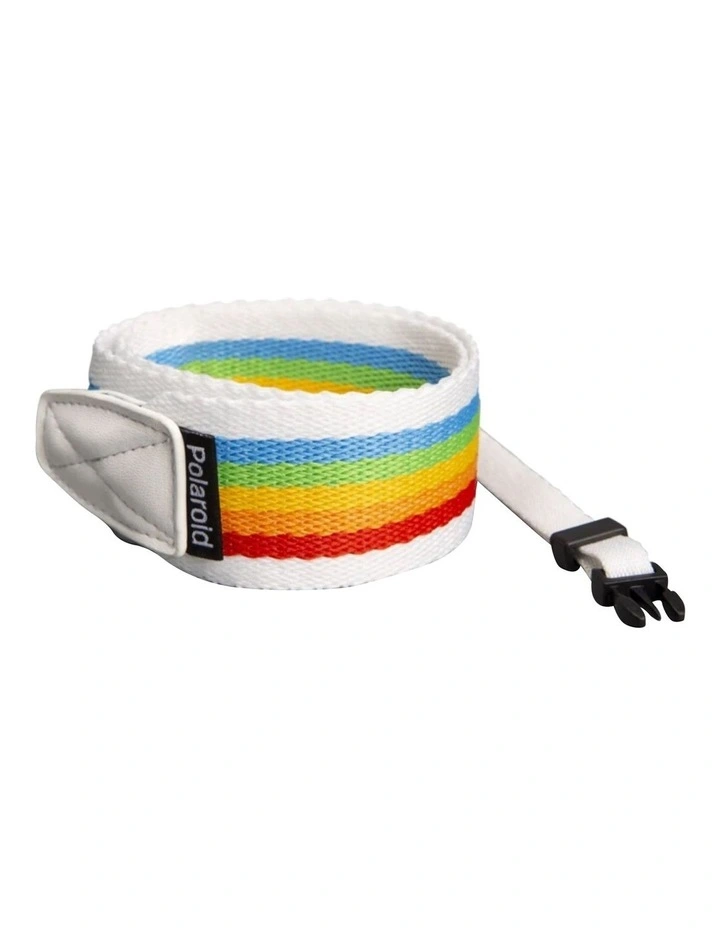 Flat Camera Strap Rainbow and White