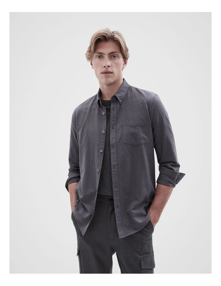 Oxford Regular Fit Shirt in Charcoal Grey Marle