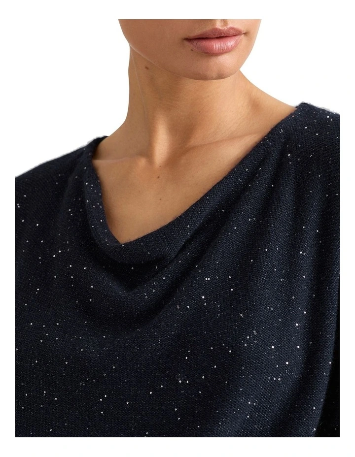 Kitty Cowl Neck Knit in Deep Sea
