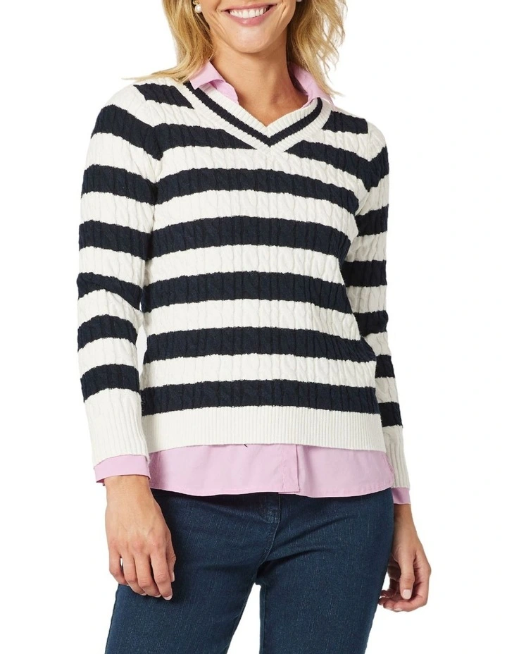 Cindy Stripe Jumper in Navy