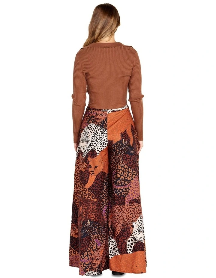 Talana Collared Knit Top in Brown