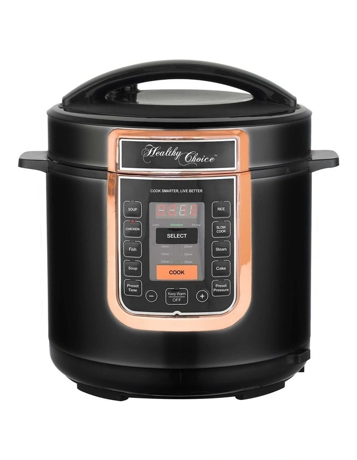 Healthy Choice 6L Electric Slow/Pressure Cooker 1000W Digital/Non Stick Pot RGLD