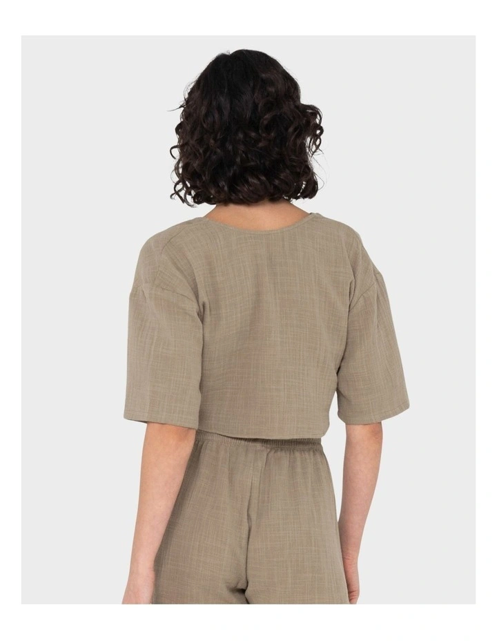 Somewhere Twisted Reversible Top in Khaki