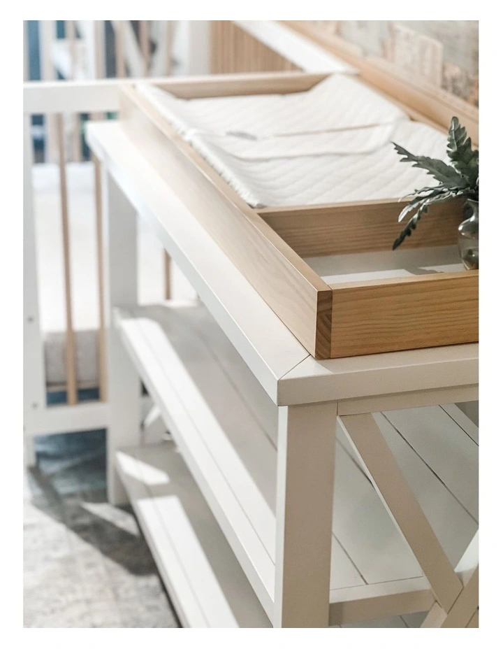 Hampton 3 Tiered Table With Change Tray Top Natural/White