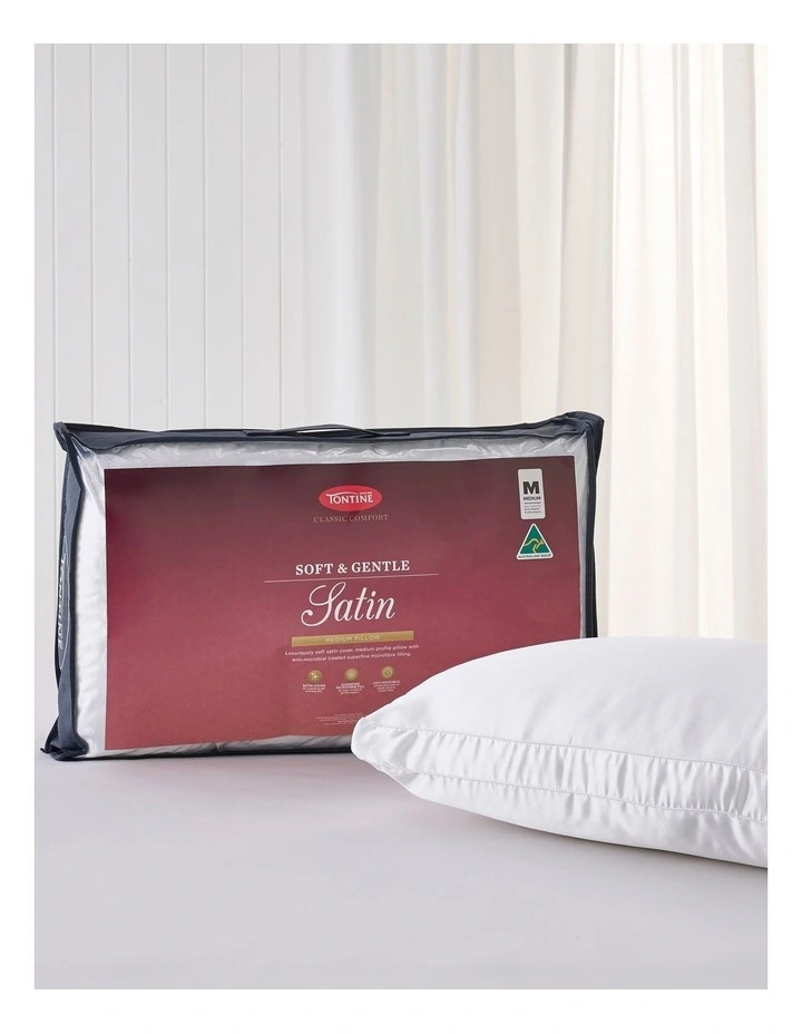 Classic Comfort Satin Cover Pillow in White